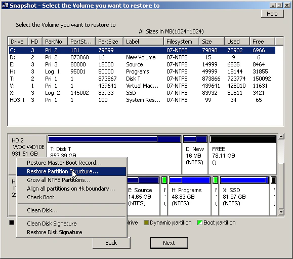 screenshot of Drive SnapShot
